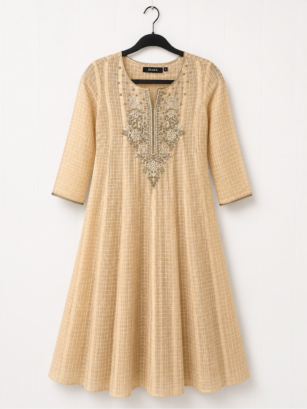 Imara Kareena Kapoor Woman’s Kurta Tunic Long Size S Peach Embroidery 3/4 Sleeve